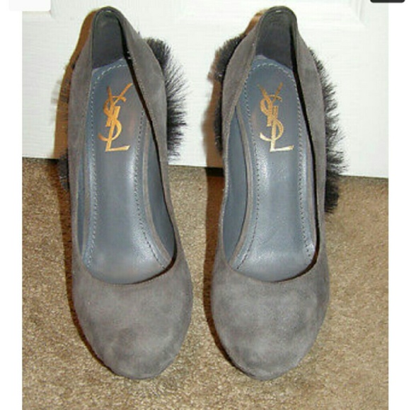 YSL gray suede Mohawk "Palais" platform pumps 8.5 - Picture 3 of 8
